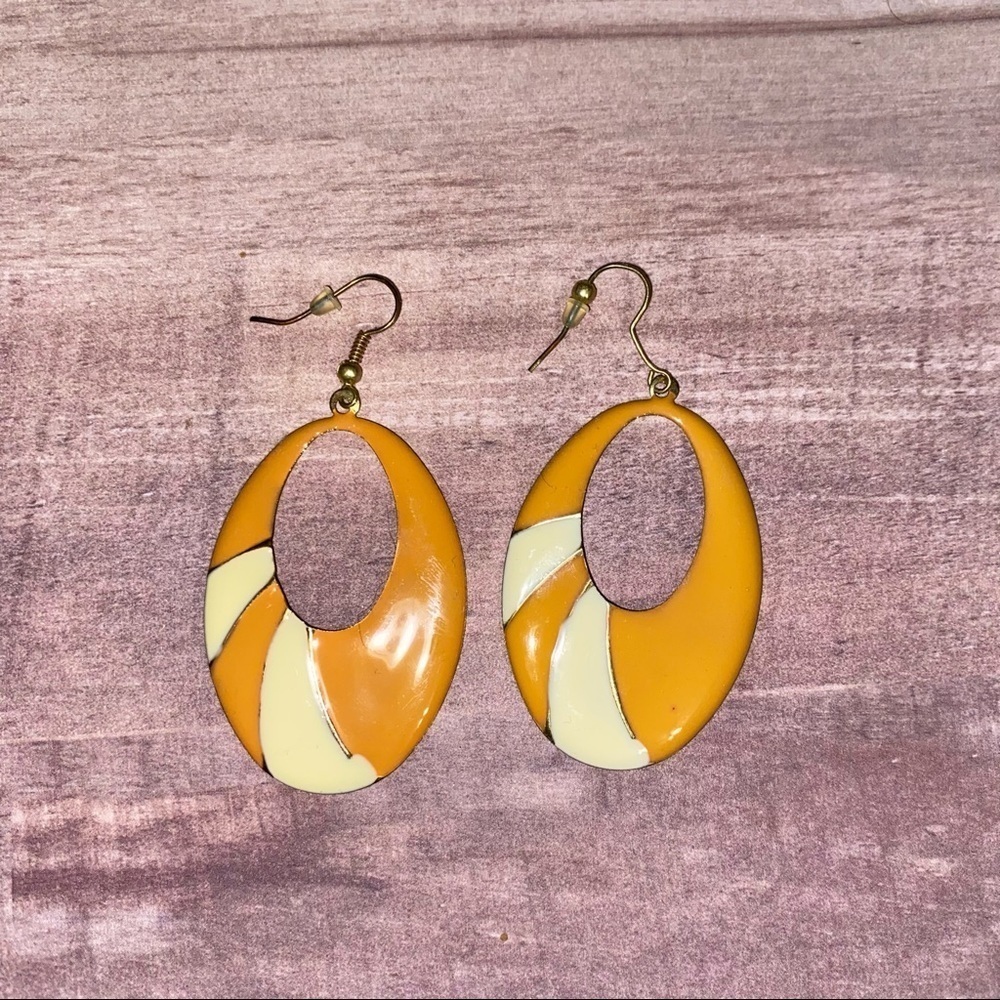 Orange & Cream Dangle Earrings